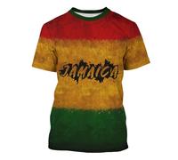 Dangerous Beloved Flag Print Short Sleeve Crew Neck Jamaican T Shirt Unisex Top Tank Vaporizer, yellow, M