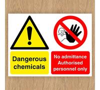 Dangerous chemicals no admittance multi sign 200mm x 150mm Self adhesive vinyl sticker - Clearly identifies hazardous substances (1)