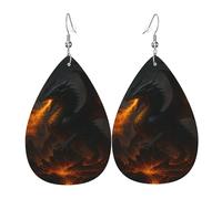 Dangerous Fire Breathing Dragon Leather Earrings Lightweight Leather Earring Fun Earring For Mother'S Day Party