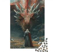 Dangerous Fire Dragon 1000-Piece Puzzle for Adults, 38x26cm/1000pcs, Clean White Cardboard for Sorting; to Complete Gradually over A Weekend