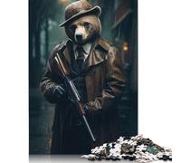 Dangerous Mafia Bear Jigsaw Puzzles Puzzle for Adults Kids. 1000 Piece Whimsical Challenge Toy Educational Game Home Decoration for Adults& Kids Age 14 Years Up 1000pcs (40x28cm)