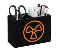 Dangerous Nuclear Radiation Leather Pen Pot 2 Sections Pencil Holder Office Desktop Organizer Makeup Storage
