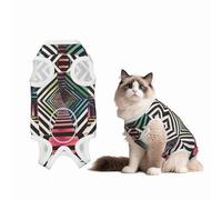 Dangerous Stripes Dog Surgery Suit Recovery Suit, 100% Cotton Breathable Full Body Dog & Cat Surgical Suit with Cute Prints, Alternative to Cone for Spay Neuter Wound Care, Male & Female Pets Medium