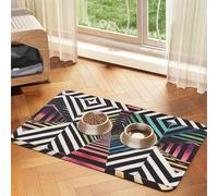 Dangerous Stripes Pet Feeding Mat Dog Cat Eating Food Absorbent Leather Tablecloth for and Water Bowl Waterproof No Stains Quick Dry Non-Slip 23.62 * 15.75IN