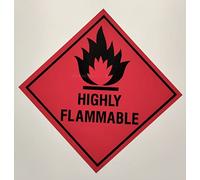 Dangerous Substance Labels Highly Flammable Safety Sign - Self Adhesive Sticker 100mm x 100mm