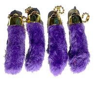 Dangerous Threads Artificial Purple Rabbit Rabbits Foot Keychain, 4 pieces, Purple, Medium