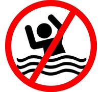 Dangerous waters, beware of drowning - Self adhesive sticker (50mm x 50mm)