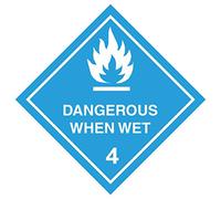 Dangerous When Wet (4) Symbol - Hazard Sign 100mm x 100mm Self Adhesive Sticker Warns of Potential Hazardous substances (1)