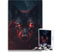 Dangerous Wolf Red Eyes 1000 Adult Pieces Jigsaw Puzzle Educational Fun Learning Activity Game Perfect Thoughtful Gift for Any Occasion Size 38x52cm