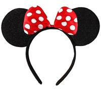 DangerousFX Black With Red Bow & White Polka Dot Mouse Fancy Dress Ears Head Band