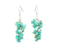 Dangle Costume Natural Chips Stones Dangle Earrings for Women Reiki Crystal Long Dangle Hook Eardrop Gift for Her Valentine with Pouch Women Earrings for Ramadan Valentine's Day (B, One Size)