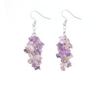 Dangle Costume Natural Chips Stones Dangle Earrings for Women Reiki Crystal Long Dangle Hook Eardrop Gift for Her Valentine with Pouch Women Earrings for Ramadan Valentine's Day (A, One Size)