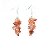 Dangle Costume Natural Chips Stones Dangle Earrings for Women Reiki Crystal Long Dangle Hook Eardrop Gift for Her Valentine with Pouch Women Earrings for Ramadan Valentine's Day (K, One Size)