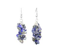 Dangle Costume Natural Chips Stones Dangle Earrings for Women Reiki Crystal Long Dangle Hook Eardrop Gift for Her Valentine with Pouch Women Earrings for Ramadan Valentine's Day (D, One Size)
