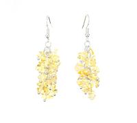 Dangle Costume Natural Chips Stones Dangle Earrings for Women Reiki Crystal Long Dangle Hook Eardrop Gift for Her Valentine with Pouch Women Earrings for Ramadan Valentine's Day (L, One Size)