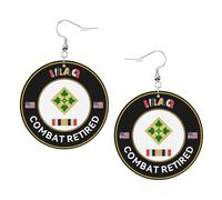 Dangle Earring 4Th Infantry Division Iraq Combat Retired Drop Leather Earrings Novelty Leather Teardrop Earrings Decorative Women Earring For Party Ladies Girl