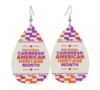 Dangle Earring Caribbean American And Heritage Month Faux Leather Earrings Vintage Leather Teardrop Hook Earrings Lightweight Jewellery For Birthday Party Women Wedding