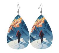 Dangle Earring Climb Snow Mountain Leather Teardrop Earrings Novelty Drop Leather Earrings Fashion Women Earring For Decorations Mother’S Day Girl