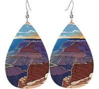 Dangle Earring Grand Canyon Drop Leather Earrings Fashion Leather Teardrop Earrings Lightweight Earring For Girl Mother’S Day Party
