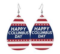 Dangle Earring Happy Columbus Day Jewellery Classic Faux Leather Earrings Retro Leather Teardrop Hook Earrings For Wedding Women Birthday Party