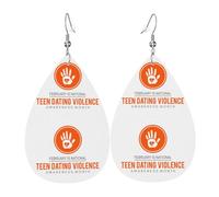 Dangle Earring Human Trafficking Awareness Month Blue Ribbon Leather Teardrop Hook Earrings Vintage Faux Leather Earrings Retro Jewellery For Birthday Party Women Wedding