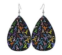 Dangle Earring In All Color Fight Awareness Leather Teardrop Hook Earrings Classic Faux Leather Earrings Retro Jewellery For Birthday Party Accessory Women