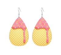 Dangle Earring Melting Ice Cream Cones Leather Teardrop Hook Earrings Lightweight Faux Leather Earrings Classic Jewellery For Birthday Party Accessory Wedding