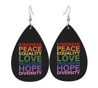 Dangle Earring Peace Love Hope Equality Inclusion Diversity Social Leather Teardrop Hook Earrings Lightweight Faux Leather Earrings Vintage Jewellery For Wedding Women Birthday Party
