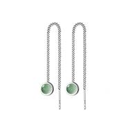 Dangle Earring Round Green Opal Long Chain Drop Earrings for Women Jewelry