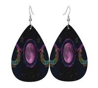 Dangle Earring The Triple Moon Goddess Wiccan Pentagram Symbol Teardrop Leather Earrings Decorative Leather Earrings Fashion Earring For Ladies Decorations Mother’S Day