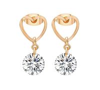 Dangle Earring Wedding, Gold Dangle Earrings for Women Hollow Heart with Round Cubic Zirconia 8X20mm for Aunt Fathers Day Jewelry Classic