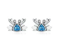 dangle earrings, 925 Sterling Silver Cute Ocean Crab Small Blue Cz Stud s For Women Fashion Jewelry Gift For Kids