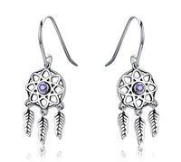 dangle earrings, 925 Sterling Silver Dream Catcher Dangle s Zircon Fashion Drop Feather For Women Wedding Luxury Jewelry Gifts(Fie394)