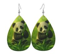 Dangle Earrings Bamboo-Cub Bamboo Grove Durable Faux Leather Earrings Fashionable Leather Earring For Decoration Daily Wear Party