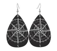 Dangle Earrings Black Wind Roses Compass Trendy Dangle Hoop Earrings Fashionable Drop Earring For Married Decoration Beach