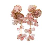 Dangle Earrings Delicate Multilayer Chiffons Designs Portable Alloy for Women Vacation Fashion Floral Earrings Comfortable All Day, One Size, as described, as described