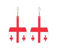 Dangle Earrings Flag Of Georgia Trendy Teardrop Dangle Faux Leather Earrings Colorful Pierced Earring For Party Beach Daily Wear