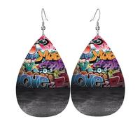 Dangle Earrings for Women â€“ Teardrop Rain Drops on Glass Print Leather Earrings, Fashion Jewelry for Parties, Girls Accessory