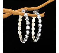 Dangle Earrings for Women Metal Large Oval Earrings Statement Teardrop Bohemian Delicate Hoop For Women Girls Preppy Clip on (White, One Size)