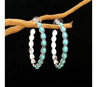 Dangle Earrings for Women Metal Large Oval Earrings Statement Teardrop Bohemian Delicate Hoop For Women Girls Preppy Clip on (Blue, One Size)