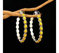 Dangle Earrings for Women Metal Large Oval Earrings Statement Teardrop Bohemian Delicate Hoop For Women Girls Preppy Clip on (Yellow, One Size)