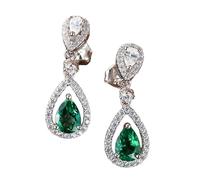 Dangle Earrings for Women Trendy, Beach Earrings for Women Vacation Drop with 1ct Lab Created Emerald and Moissanite 18K White Gold