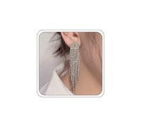 Dangle Earrings for Women, Trendy Rhinestone Long Tassel Earrings Sparkly S925 Sterling Silver Stud Chandelier Dangle Earrings Bridal Wedding Party Jewelry Gifts, Copper, Cubic Zirconia