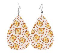 Dangle Earrings Fried Egg Toast Lightweight Leather Earrings Trendy Leather Earring For Party Festival Married