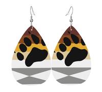 Dangle Earrings Gay-Pride Flag Bear Fashionable Faux Leather Earrings Lightweight Pierced Earring For Party Beach Women