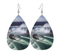 Dangle Earrings Niagara Falls Colorful Teardrop Faux Leather Earrings Trendy Holiday Earring For Party Women Daily Wear