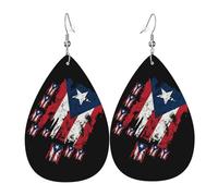 Dangle Earrings Vintage Puerto-Rico-Flag Trendy Teardrop Dangle Faux Leather Earrings Durable Holiday Earring For Party Accessories Decoration
