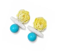Dangle Earrings with Peony Flower Top and Statement Size