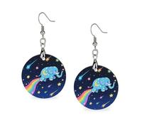 dangle earrings wood woman lightweight earring colorful elephant earring gift elegant wedding, Circular, Wood, Wood