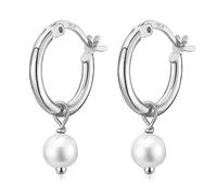 Dangle Hoop Earrings for Women Girls, 925 Sterling Silver Hoop Earrings with Charms Tiny Baguette Round Teardrop Trio Cubic Zirconia Pearl Drop Dangling Cartilage Helix Tragus Diamond Jewelry Gifts